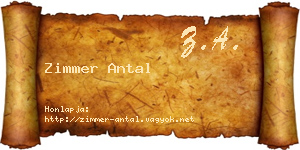 Zimmer Antal névjegykártya